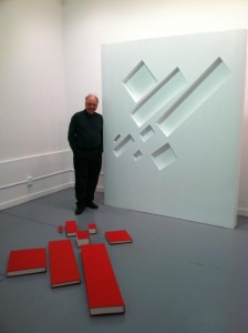 Malevich: with 8 red rectangles, 1992-2012  Books with wall element